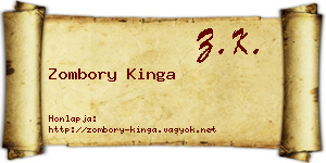 Zombory Kinga névjegykártya